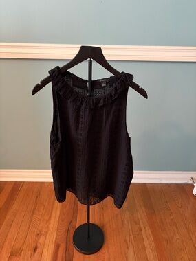 Ann Taylor Black Eyelet Ruffle-Trim Sleeveless Camisole